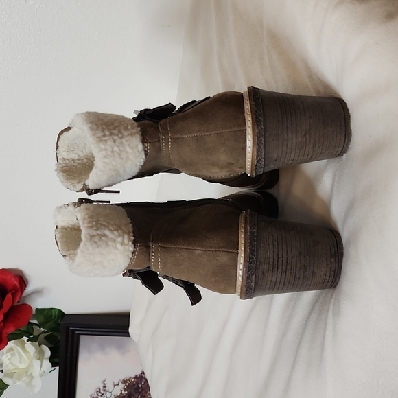 NEW White Mountain Rialto Joker II Brown Suede Chunky Chastity Boots Sherpa Warm - Picture 6 of 15